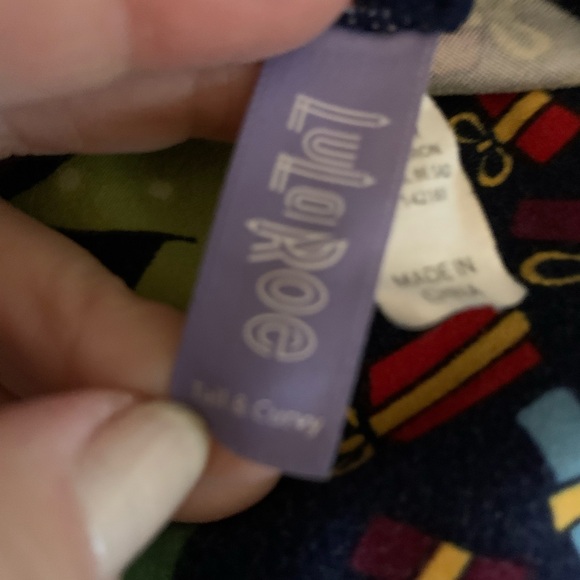 LULAROE Holiday Tree Print Leggings PANTS Tall & Curvy Stretch Knit, Black Green - Picture 5 of 6